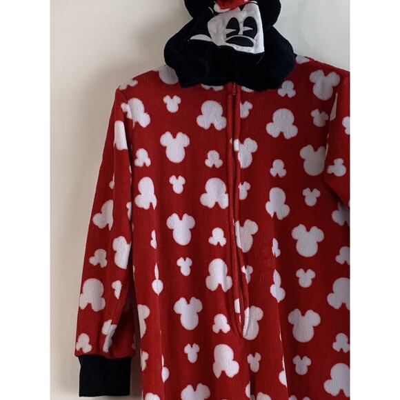 Disney Minnie Mouse Womens Hooded Pajamas PJ One Piece Fleece Plush sm 4-6 - Picture 11 of 12